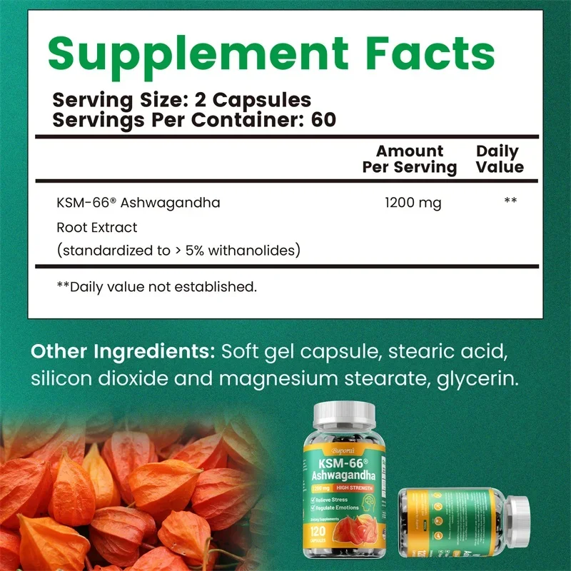 KSM-66 Ashwagandha 1200 Mg Veg - Ashwagandha Extract Root 评论和价格